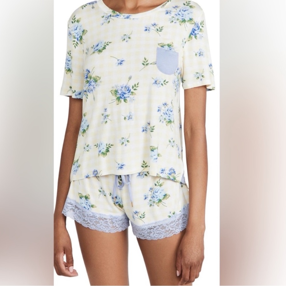 New Honeydew Intimates Women's Small Something Sweet Gingham Shortie Set Blue